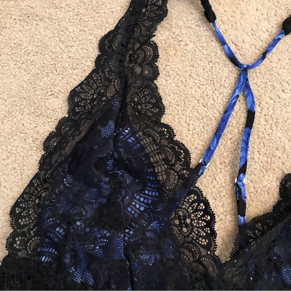 Seductive Wear Cinema Etoile Babydoll Teddy NEW Womens Small Blue Black Lace - Picture 10 of 14